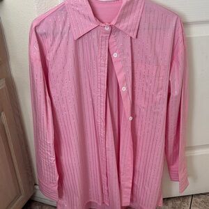 Pink Striped Button-Up Shirt